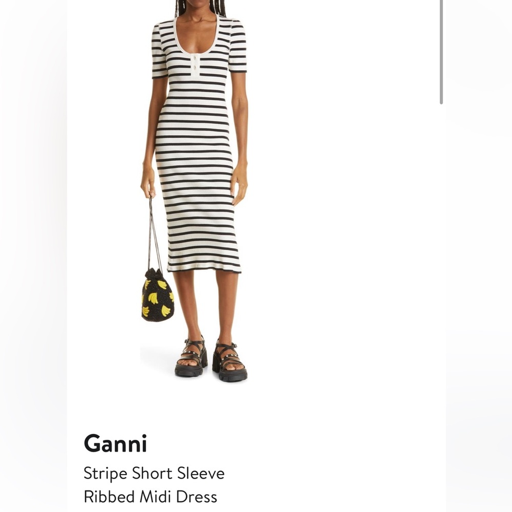 Ganni ribbed shirt sleeve dress